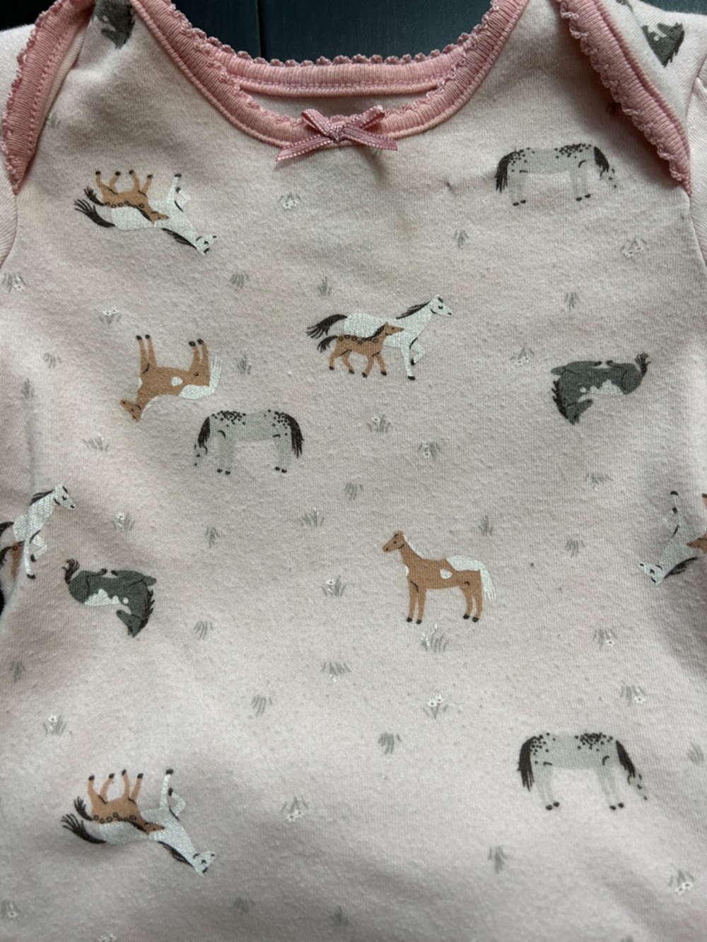John Deere Pink Horse Print Baby One-Piece with Matching Pants Size 3-6 Months - Picture 2 of 6